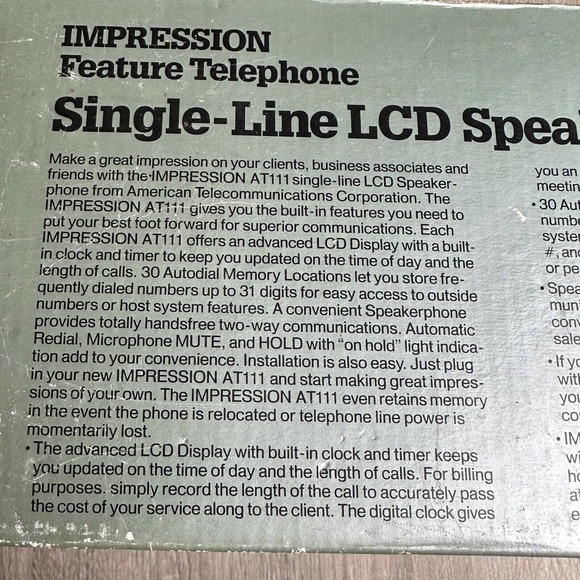 NEW Vintage Comdial Single-Line LCD Speakerphone AT111-CG in Gray NIB - Picture 4 of 6